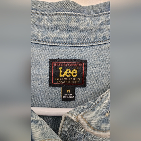 LEE Women's Legendary Long Sleeve Light Wash Denim Dress Size Medium - Picture 6 of 10